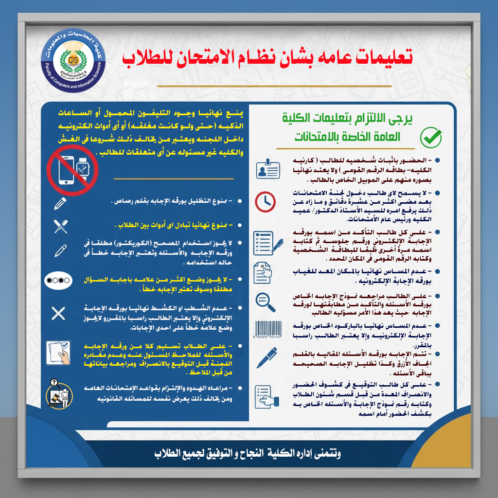 General instructions for examinations