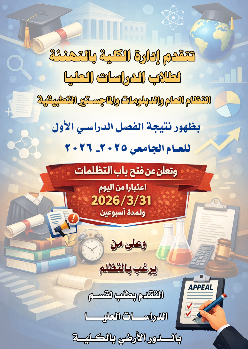 Results postgraduate studies and appeals against them